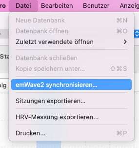 Synchronisieren der emWave2-Sitzungen mit dem Computer - Abbildung 1