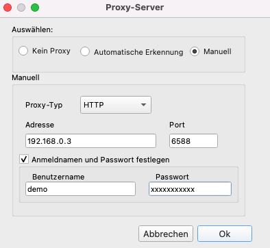 Proxy-Einstellungen